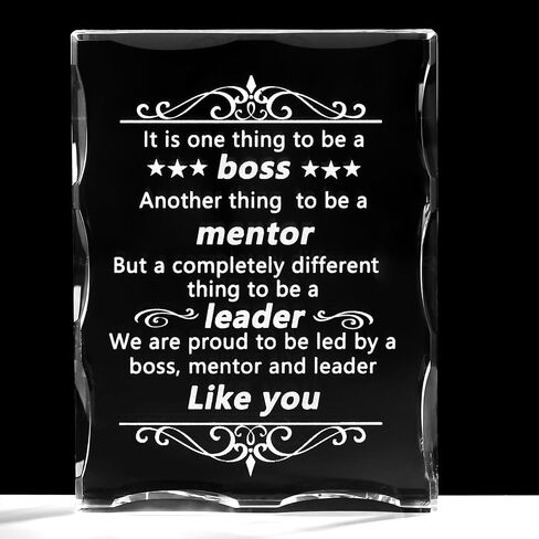 Movdyka Boss Gifts for Men Women Lady, Best Retirement Birthday Gifts for Boss, Crystal Engraved Plaque Office Decor, Great Going Away Boss Day Appreciation to My Boss in Saudi Arabia