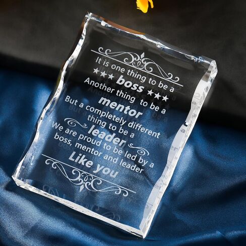 Movdyka Boss Gifts for Men Women Lady, Best Retirement Birthday Gifts for Boss, Crystal Engraved Plaque Office Decor, Great Going Away Boss Day Appreciation to My Boss in Saudi Arabia