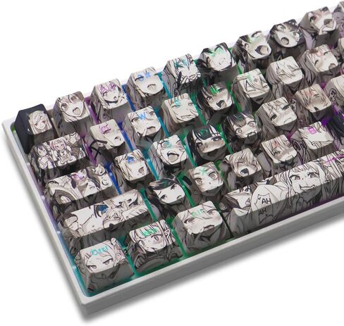 Anime Pudding Keycap,Low Profile Clear Keycaps, XVX Shine Though Side Print Key Cap Set with Dye Sublimation Suitable for Most 75 Percent 60% 100% Cherry MX Gateron Switches Mechanical Keyboard in Saudi Arabia