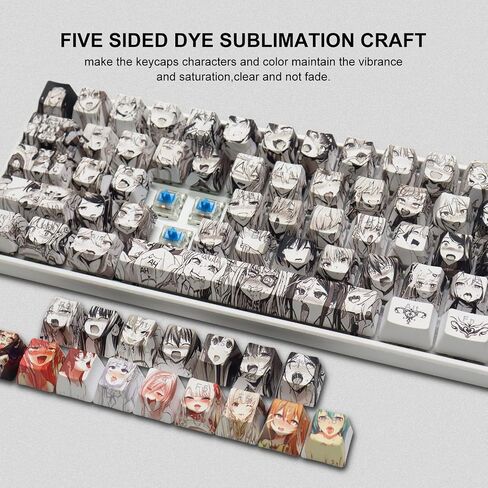 Anime Pudding Keycap,Low Profile Clear Keycaps, XVX Shine Though Side Print Key Cap Set with Dye Sublimation Suitable for Most 75 Percent 60% 100% Cherry MX Gateron Switches Mechanical Keyboard in Saudi Arabia