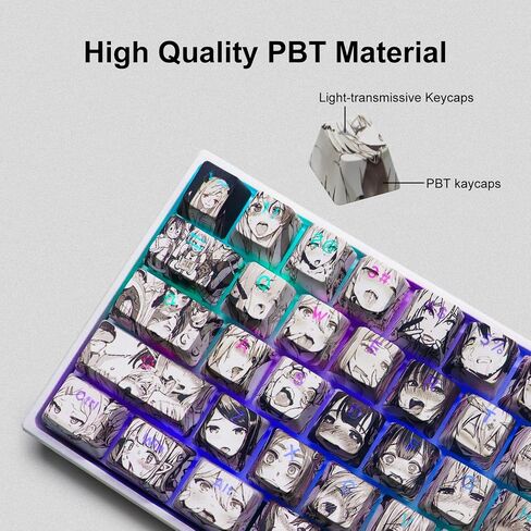 Anime Pudding Keycap,Low Profile Clear Keycaps, XVX Shine Though Side Print Key Cap Set with Dye Sublimation Suitable for Most 75 Percent 60% 100% Cherry MX Gateron Switches Mechanical Keyboard in Saudi Arabia