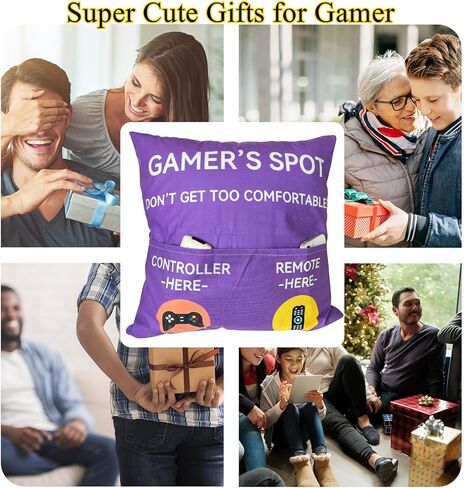 هدايا اللاعبين، أغطية وسائد بتصميم الجيب مقاس 45.72 × 45.72 سم + جوارب اللاعب، ديكور غرفة الألعاب، حشوات تخزين حشوات سلة عيد الفصح للمراهقين والبنات والرجال الأب والأصدقاء in Saudi Arabia