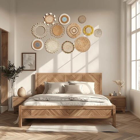 oiikain Boho Wall Basket Decor Set: 7 Pack Handmade Seagrass Woven Rattan Hanging Baskets - Rustic Farmhouse Accent for Bedroom, Living Room, Kitchen & Home Decoration (Bohemian, 7 Pack) in Saudi Arabia