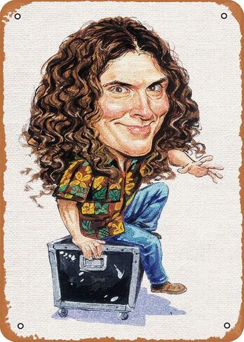 Ysirseu Vintage Weird Al Yankovic بواسطة Art Celebrity Caricatures 8 "X 12" علامة معدنية ديكور جداري قديم in Kuwait
