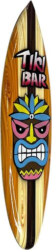 ديكور جداري من النحاس الأصفر مقاس 19 ¾ بوصة Tiki Bar Surfboard Wall Décor - خشب صلب شديد اللمعان مع رأس / قناع Tiki ملون in Kuwait