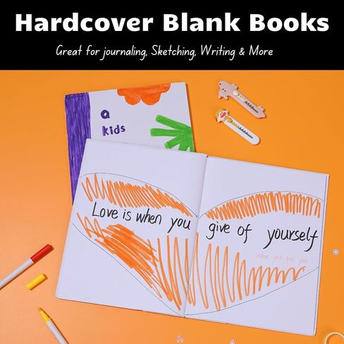 Litpoetic Blank Hardcover Books for Kids to Write Stories 5x5 inch Hardcover Blank Books 36 Pages - Blank Unlined Page Make Your Own Book for Father's Day, DIY, Classroom, Guestbook (6 Pack) in Kuwait
