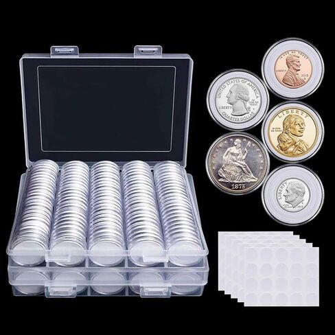 240 Pieces 30mm Coin Capsules Coin Holders for Collectors, with Foam Gasket and Plastic Storage Organizer Box, 5 Sizes (17/20/25/27/30mm) Coin Case for Coin Collection Supplies in Saudi Arabia