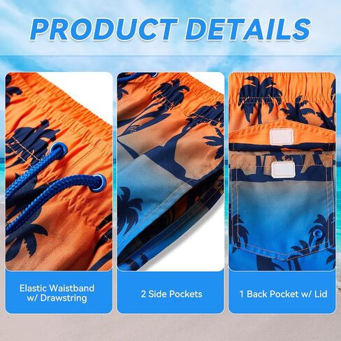 Boys Swim Trunks Quick-Dry w/Ultra Soft Jersey Lining Premium Eco Material UPF 50+ in Saudi Arabia
