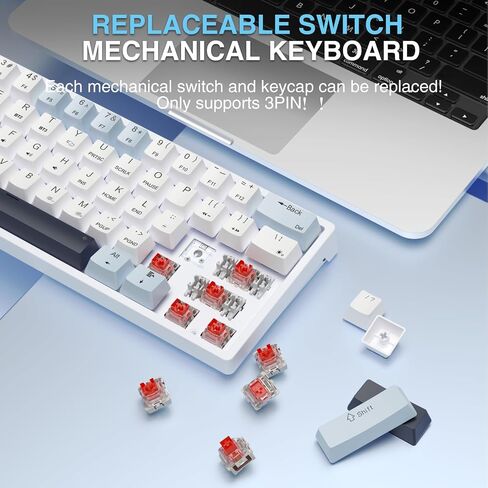 SOLAKAKA SK961 Wireless Mechanical Keyboard with RGB Backlight,Tri-Mode BT5.0/Wired/2.4GHz 60 Percent Wireless Gaming Keyboard,Red Switch in Saudi Arabia