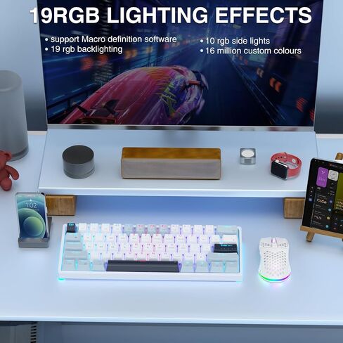 SOLAKAKA SK961 Wireless Mechanical Keyboard with RGB Backlight,Tri-Mode BT5.0/Wired/2.4GHz 60 Percent Wireless Gaming Keyboard,Red Switch in Saudi Arabia