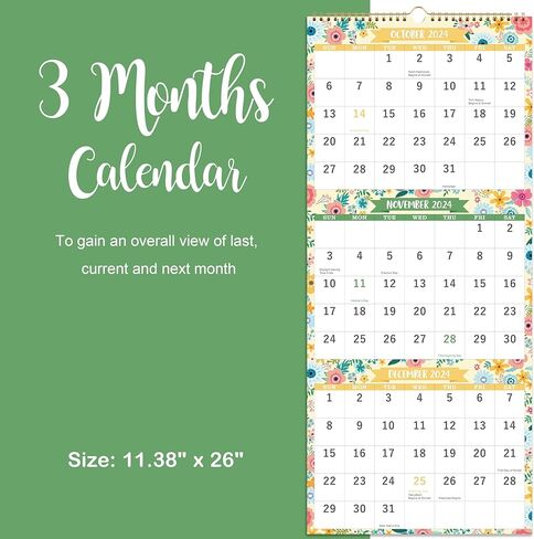 تقويم الحائط 2024-2025 - 2024-2025 تقويم الحائط من يوليو 2024 إلى ديسمبر 2025، تقويم 2024-2025 مع التاريخ اليولياني، 14.75 بوصة × 11.5 بوصة، ورق سميك in Kuwait