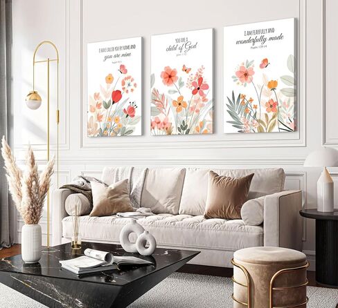 3Pcs Christian Bible Verse Floral Canvas Wall Art PicturesThe Way,The Truth,The Life Posters Prints Minimalist Botanical Painting Scripture Wall Decor for Living Room Bedroom 12x16in Unframed in Saudi Arabia