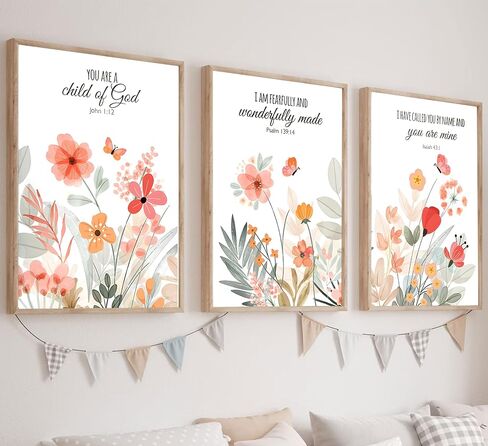 3Pcs Christian Bible Verse Floral Canvas Wall Art PicturesThe Way,The Truth,The Life Posters Prints Minimalist Botanical Painting Scripture Wall Decor for Living Room Bedroom 12x16in Unframed in Saudi Arabia