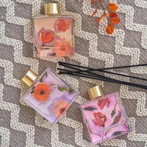 COCORRÍNA Reed Diffuser Set of 3-3 Pack/ 3.04 Fl.oz Diffuser with 24 Sticks Warm Vanilla/Cherry Blossom/Lavender Thyme Reed Diffuser for Home Bathroom Office Shelf Decor in Kuwait