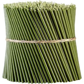 Danilovo Pure Beeswax Candles - No-Drip, Smoke-Less, Tall, Thin Taper Candles – Decorative Candles for Church Prayer, Decor or Birthday Candles – Honey Scented Candles – 7.3"x0.24" (Green, 50pcs)