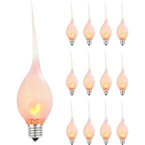 Abeja 10 Pack Christmas Orange Flicker Flame Light Bulbs, ST40 Orange Replacement Bulbs with Realistic Orange Glow, Flame Edison Bulbs for Christmas Outdoor Indoor String Lights