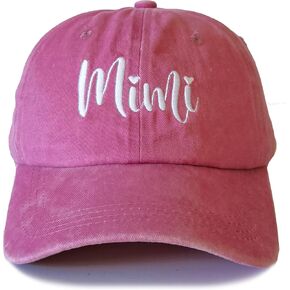Mimi Hats for Women Embroidered Washed Adjustable Baseball Cap for Grandma