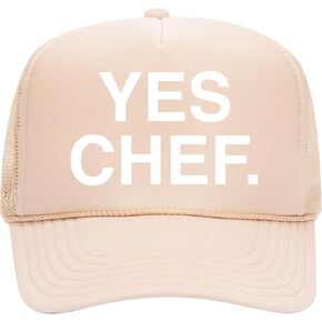 Yes Chef Trucker Hat | Food Influencer Bear Meme Funny Drinks Cowboy Vintage | Premium Mesh Foam Snapback Hat for Men & Women