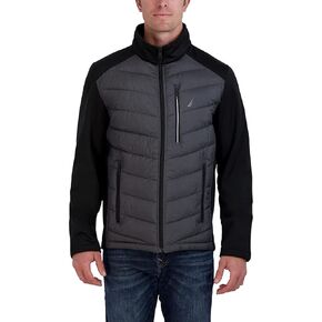 Nautica Men’s Mix Media Jacket (Large, Black)