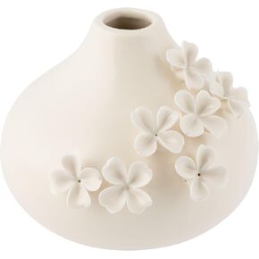 Karma, Amelia Flower Vase, Stoneware Raised Flower Vase, Cream