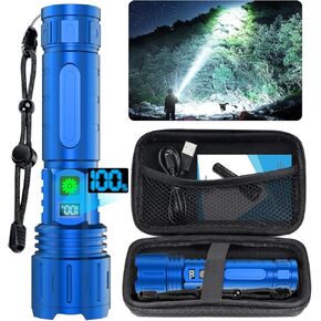 Flashlights 20000 High Lumens Rechargeable - 1500 Meters Long Beam Super Bright LED Flash Light with Power Display & IPX5 Waterproof for Camping, 20H Runtime,5 Modes,Zoomable Handheld Flashlight, 2pcs
