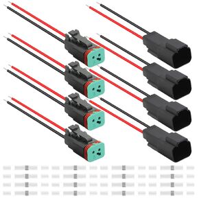 dkardu 3 قطع السيارات للماء DT سلسلة موصل الأسلاك الكهربائية لدويتش 3 دبوس 16 awg الذكور والإناث سلك للسيارة / شاحنة / قارب أدى ضوء بار مع أنابيب يتقلص الحرارة