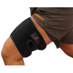 Thigh Brace Quadriceps Support Hamstring Quad Wrap Compression Sleeve Support Breathable Neoprene Non-Slip for Pulled Groin Muscle, Sprains, Quadricep, Tendinitis, Workouts, Sciatica Pain & Sports Recovery (1, Black)