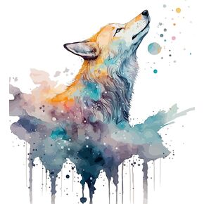 Adorable Watercolor Wolf Wall Stickers for Nursery, Cute Lovely Forest Animal Decals Vinyl Waterproof Peel Removable Murals for Kids Baby Room Bathroom Toilet Playroom Furniture Classroom