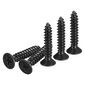 25Pcs #10x7/8" Flat Head Wood Screws, 304 Stainless Steel Phillips Self Tapping Screws - Good for Woodworking, Furniture - Black