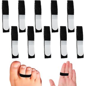 10 Pack Elastic Finger Tape Overlapping Hallux Valgus Stretch Straps for Day and Night, Reusable Finger Tape Padded for Breaks, Sprains, Pain Relief