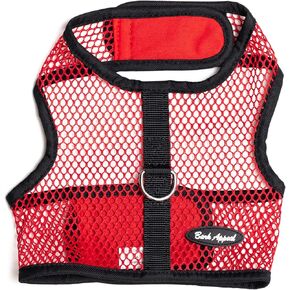 Bark Appeal Mesh Dog Harness, Wrap N Go Dog/Cat Harness, Large, Red, Adjustable Buckle-Free Design