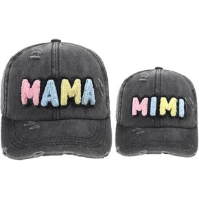 2PCS Mam and Mini Matching Baseball Caps,Parent-Child Hat, Adjustable Cotton Embroidered Baseball Hat for Mom Girl/Boy