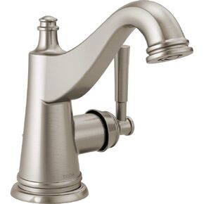 Delta Faucet Mylan Single Hole Bathroom Faucet Brushed Nickel, Single Handle, Drain Assembly, Worry-Free Drain Catch, SpotShield Brushed Nickel 15777LF-SP