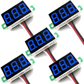 (5 Pack) JacobsParts DC 0-30V 3-Wire Voltmeter 3-Digit LED Display Panel Volt Meter Digital Voltage Tester (Red)