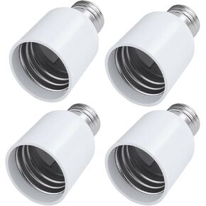 4 Pack Medium Base E26 to E39 Mogul Socket Adapter Standard E26 Screw to E39 Lamp Bulb Light Socket Convertor White (4 Pack)
