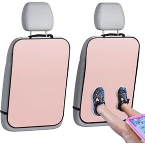 lebogner Back Seat Cover for Kids, 2 Pack Kick Mats Backseat Protector, Car Interior Travel Accessories Waterproof Kick Guard for Vehicles to Protect from Dirt, Mud & Scratches of Kids Feet, Beige
