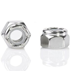 1/4-20 Nylon Insert Hex Lock Nuts Locknuts, 304 Stainless Steel 18-8, 50 PCS