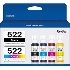 522 Refill Ink Bottle Replacement for Epson 522 Ink Refill Bottles (Not Sublimation Ink) , 1 Black 140 mL, 1 Cyan 80 mL, 1 Magenta 80 mL,1 Yellow 80 mL, 4 Bottles
