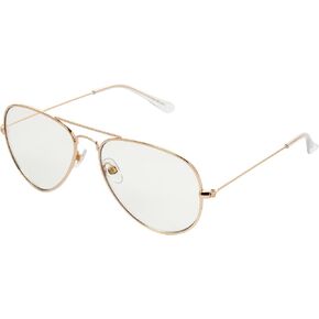 Foster Grant Women's Farrah Pop of Power Aviator Bifocal Style Blue Light Reading Glasses, 1.25x