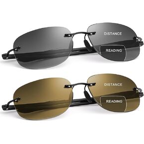YIMI 2 Pairs Bifocal Reading Glasses Blue Light UV400 Protection Sport Sunglasses Far and Near Dual Use for Men Women Eyewear