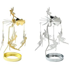 DanLingJewelry 2Pcs Spinning Tea Light Holder Metal Rotating Decor Stainless Steel Rotating Candle Holder for Home Wedding Decor in Kuwait