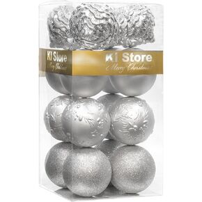 KI Store Large Gold Christmas Balls 4-Inch 16pcs Shatterproof Christmas Tree Ball Ornaments Decorations for Xmas Trees Wedding Party Home Decor