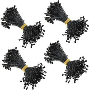 4 Bouquets 55mm Artificial Pearlized Floral Stamen Flower Stamen for Flower Making Scrapbook Decoration Artificial Flowers, Pearlescent Black