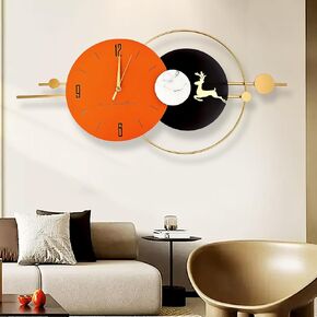 Aoderun Large Wall Clocks Battery Oerated 31 inch Silent Non Ticking Modern Analog Clock Ultra-Quiet Movement Quartz Wall Clock for Living Room Bedroom Kitchen (Black Circle-31.1x15in)