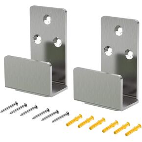 2PCS Sturdy Stainless Steel Sliding Barn Door Floor Guide for Bottom Lower Closet Wall Mount with Adjustable Bracket(Silver, 2 Pcs)