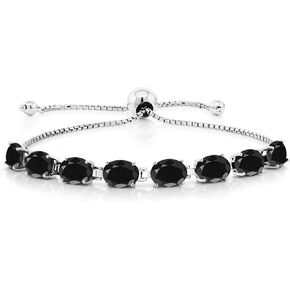 Gem Stone King 925 Sterling Silver Green Peridot Tennis Bracelet For Women (7.20 Cttw, Gemstone August Birthstone, Oval 7X5MM, Fully Adjustable Up to 9 Inch)