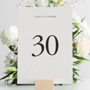 Siko Table Numbers 1-30 - Double Sided Wedding Table Numbers with Head Table Card & Embossed Details - 4x6 inches, Self-Standing Table Cards for Wedding Reception | Perfect for Special Occasion Events