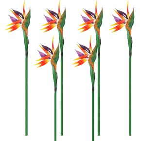 6 Pcs 32'' Artificial Bird of Paradise Flowers Plants for Home Garden Wedding Party Decor (Yellow)