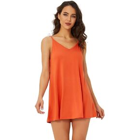 Spmor Women's Sleeveless Loose Short Dresses Plain Casual Tops