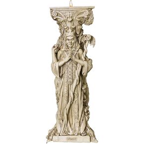 Ebros Celtic Sacred Moon Triple Goddess Maiden Expectant Mother and Crone by Greek Pillar Tea Light Candle Holder Wicca Wiccan Pagan Decorative Candleholder Figurine Occult Home Decor Accessory